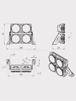 Размеры светильника FHB 19-920-840-D60